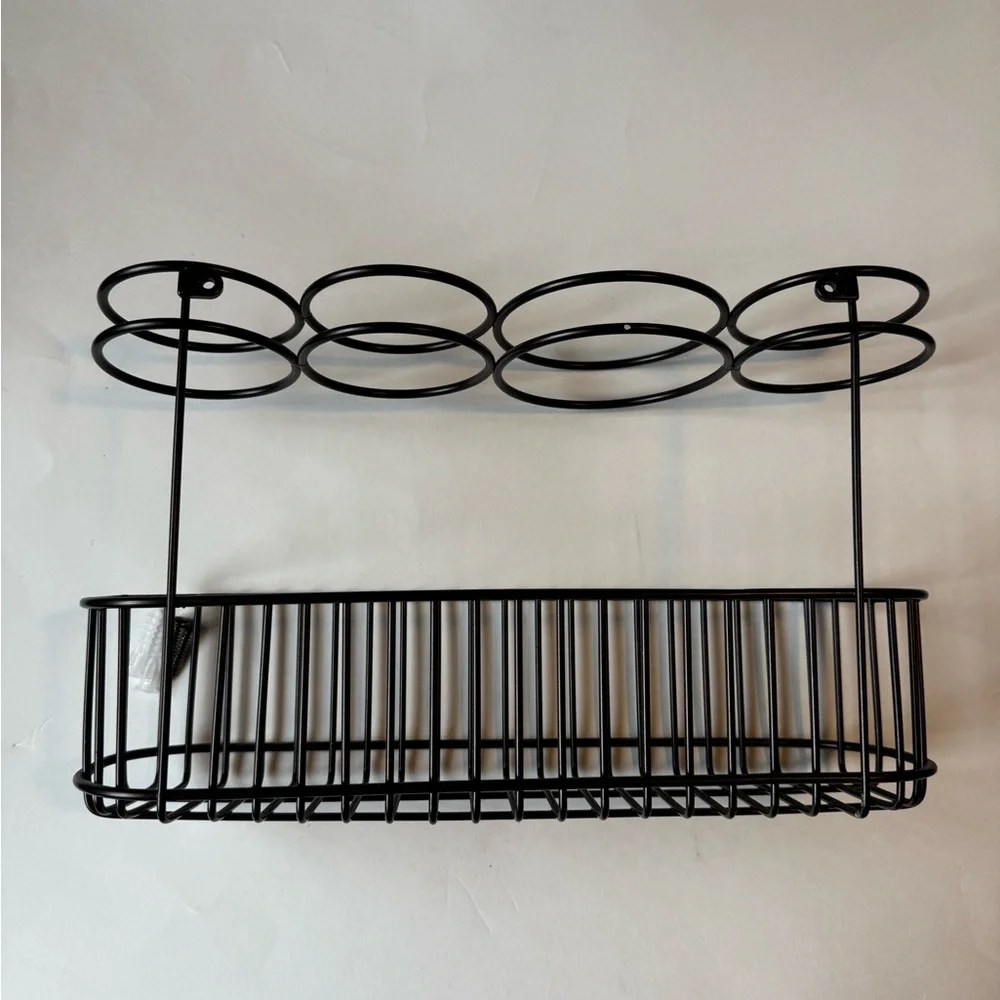 Dark Brown Metal Wall-Mounted Storage Basket